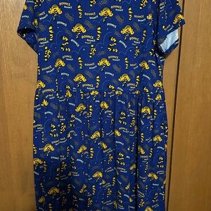 Blue and Orange Knit Dress